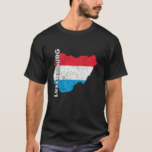 T-shirt Drapeau du Luxembourg Carte Vintage Letzebuerg Lux