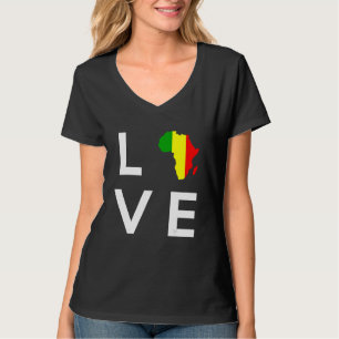 T-shirt Drapeau du Mali Amour Afrique Silhouette du contin