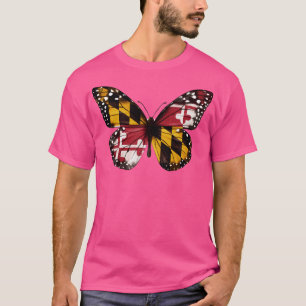 T-shirt Drapeau du Maryland Cadeau papillon pour Marylande