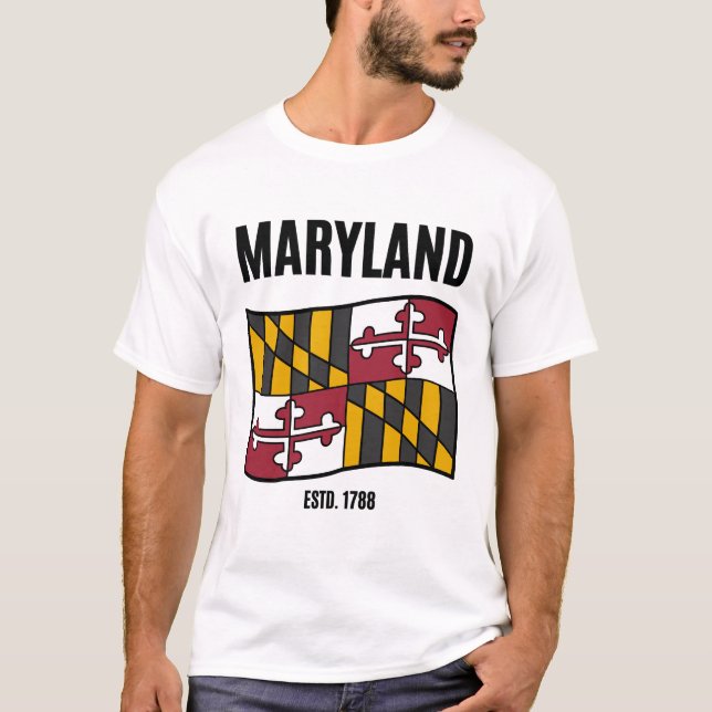 T-shirt Drapeau du Maryland États-Unis (Devant)