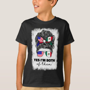 T-shirt Drapeau du Mexique et des États-Unis moitié mexica