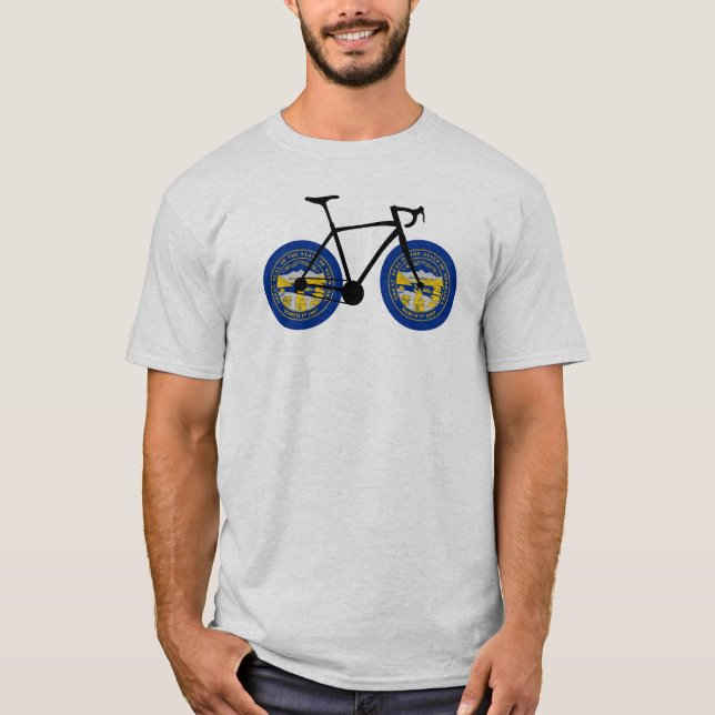 T-shirt Drapeau du Nebraska à vélo (Devant)