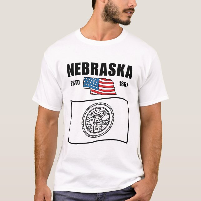 T-shirt Drapeau du Nebraska États-Unis (Devant)