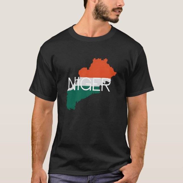 T-shirt Drapeau du Niger Carte Contour (Devant)