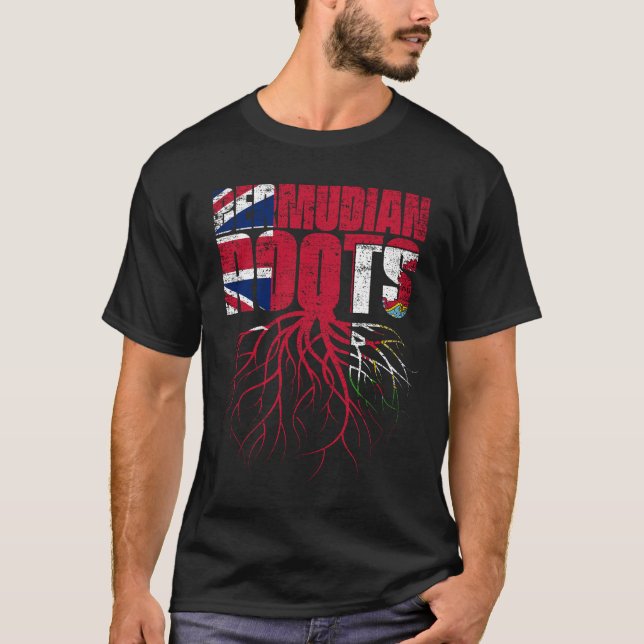 T-shirt Drapeau du patrimoine bermudien des racines (Devant)