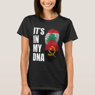 T-shirt Drapeau Du Patrimoine De L'ADN Libanais Et Angolai