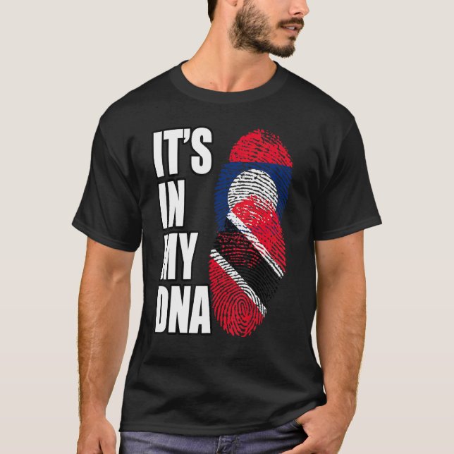 T-shirt Drapeau Du Patrimoine De L'Adn Mélange Laotien Et  (Devant)