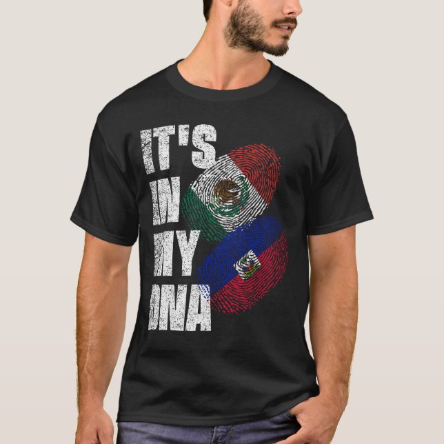 T-shirt Drapeau Du Patrimoine De L'ADN Mélangé Mexicain Et (Devant)