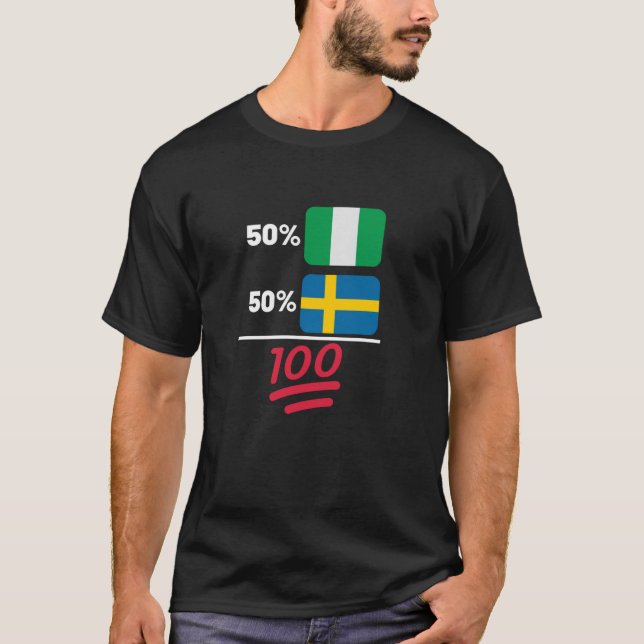 T-shirt Drapeau du patrimoine mixte de la Suède et du Nigé (Devant)