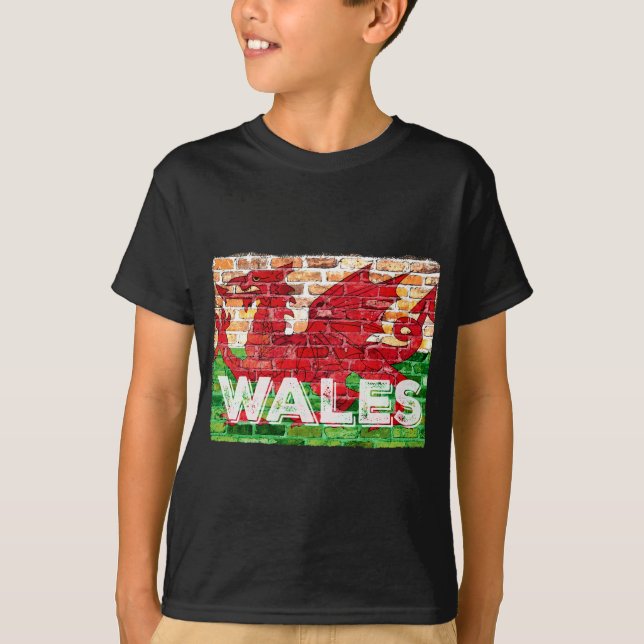 T-shirt Drapeau du Pays de Galles sur brique (Devant)