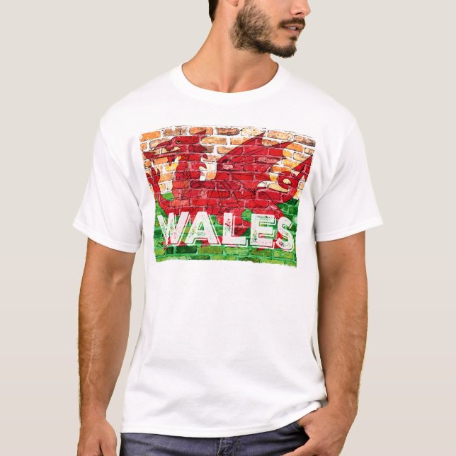 T-shirt Drapeau du Pays de Galles sur brique (Devant)