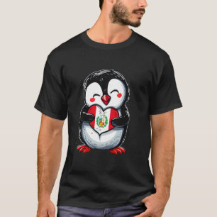 T-shirt Drapeau du Pérou Manchot Mignon Fierté Péruvienne
