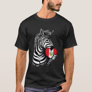 T-shirt Drapeau du Pérou Racines Péruviennes Cœur de Zèbre