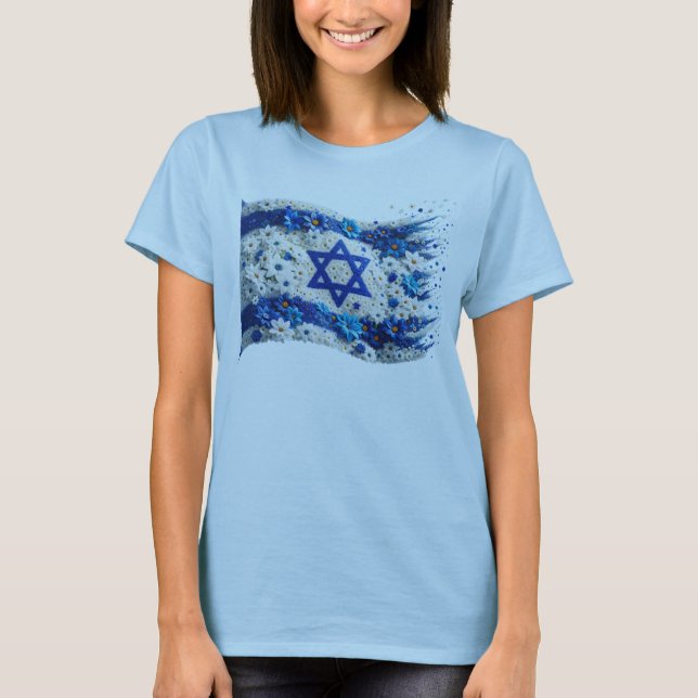 T-shirt Drapeau du Peuple d'Israël fleuri en fleurs (Devant)