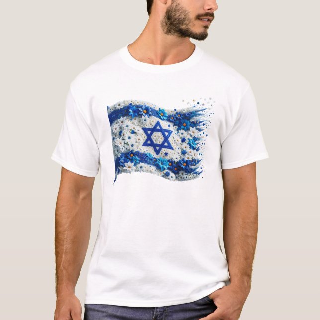 T-shirt Drapeau du peuple d'Israël fleurissant dans les fl (Devant)