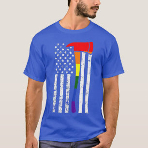 T-shirt Drapeau du pompier américain Drapeau du Gay pride 