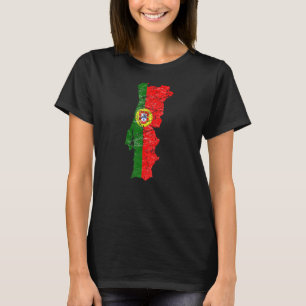 T-shirt Drapeau du Portugal avec carte portugaise graphiqu