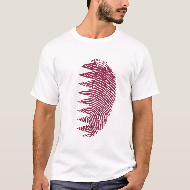 T-shirt Drapeau du Qatar empreintes digitales Identité du  (Devant)