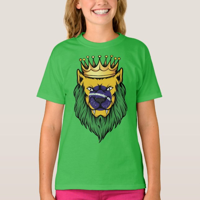 T-shirt Drapeau du roi Lion Brésil (Devant)