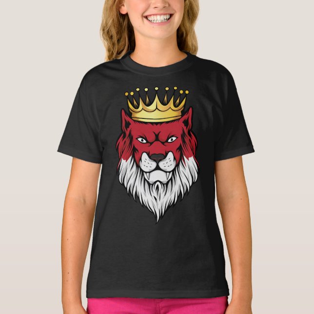 T-shirt Drapeau du roi Lion d'Indonésie (Devant)