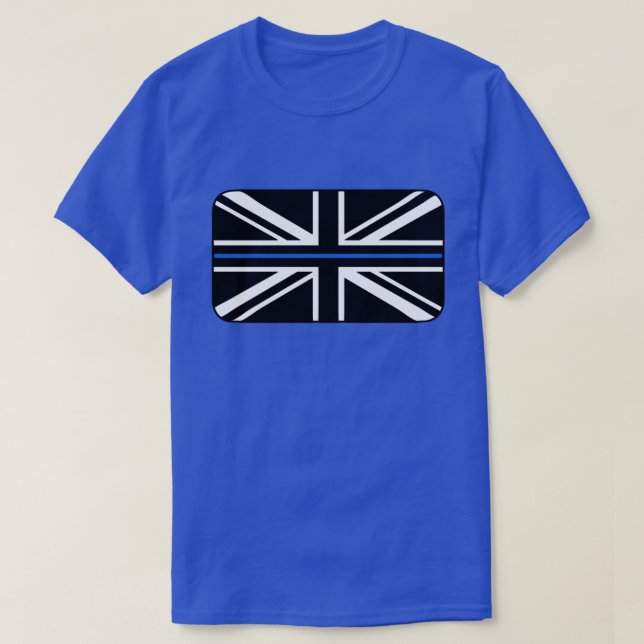 T-shirt Drapeau du Royaume-Uni de la ligne bleue mince (Design devant)