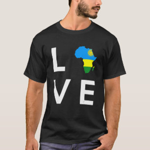 T-shirt Drapeau du Rwanda Amour Afrique Continent Silhouet