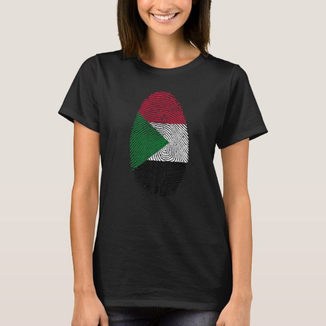 T-shirt Drapeau du Soudan Empreinte digitale C'est dans mo (Devant)