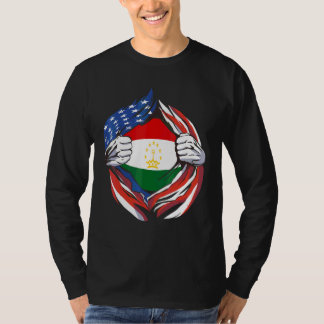 T-shirt Drapeau du Tadjikistan Américain Fier De Mon H Tad
