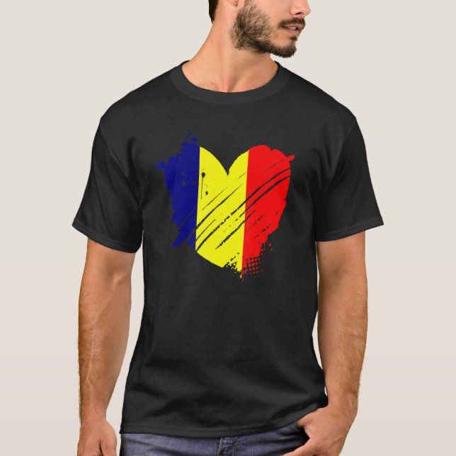 T-shirt Drapeau du Tchad J'aime le Tchad C'est Dans Mon Ad (Devant)