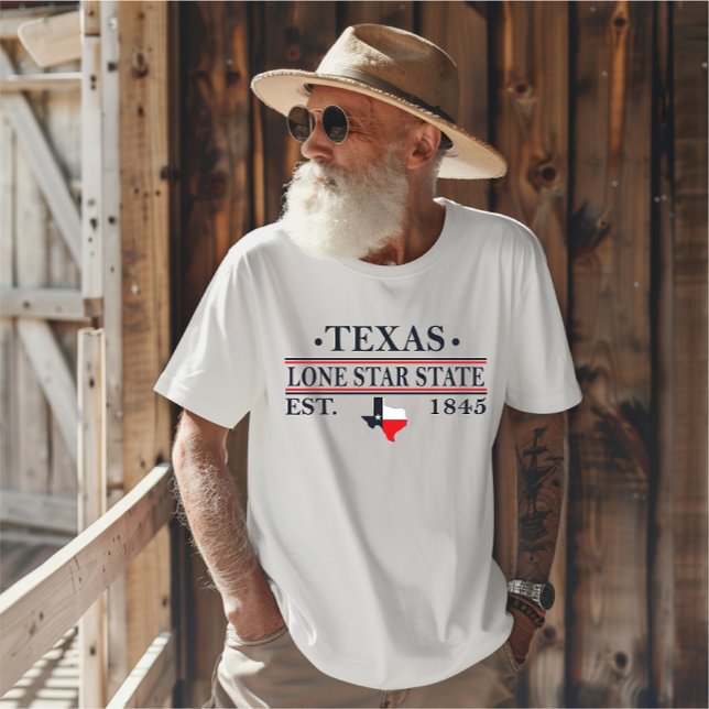 T-shirt Drapeau du Texas carte l'état étoile solitaire (Créateur téléchargé)