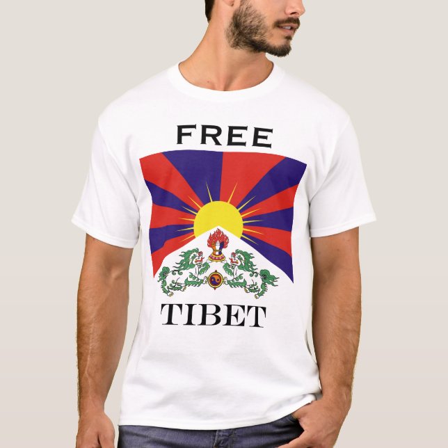 T-shirt Drapeau du Tibet - Drapeau du lion des neiges (Devant)