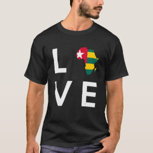 T-shirt Drapeau du Togo Amour Afrique Continent Silhouette