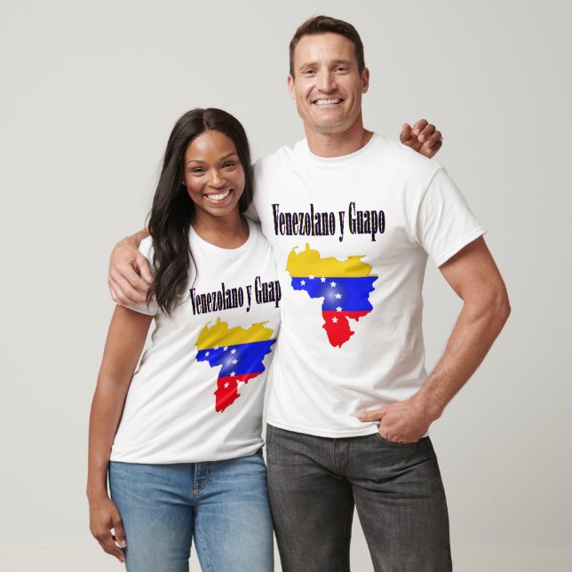 T-shirt drapeau du Venezuela avec le texte Venezolano y gu (Unisexe)