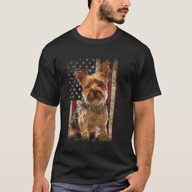 T-shirt Drapeau du Yorkshire patriotique Terrier américain (Devant)