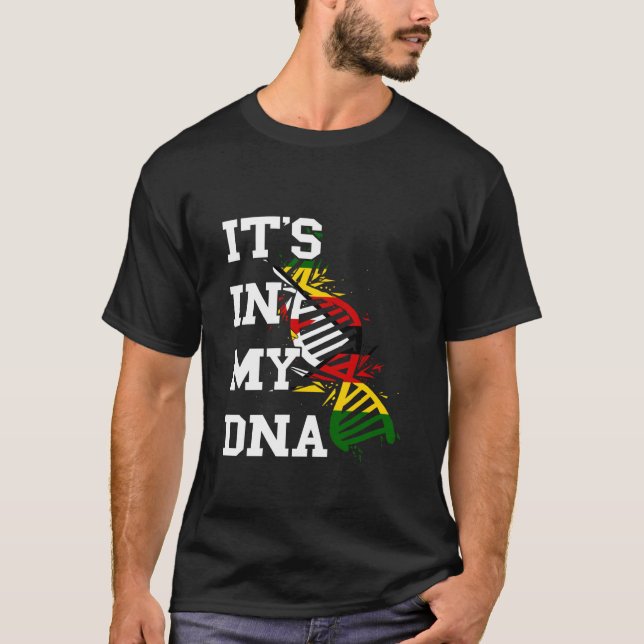 T-shirt Drapeau du Zimbabwe C'est dans ma molécule d'ADN R (Devant)