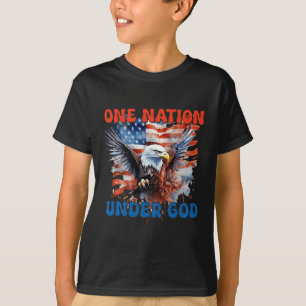 T-shirt Drapeau d'une nation sous Dieu 4 juillet Patriote