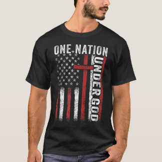 T-shirt Drapeau d'une nation sous Dieu, fierté patriotique