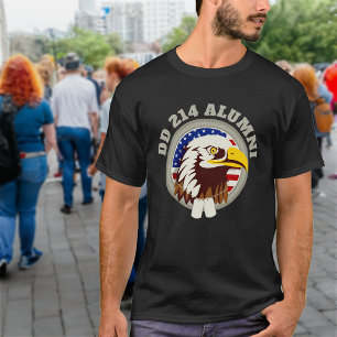 T-shirt Drapeau Eagle Emblem USA   DD 214 Alumni Black