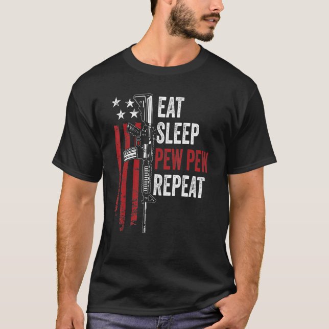 T-shirt Drapeau Eat Sleep Pew Répéteur propriétaire d'un p (Devant)
