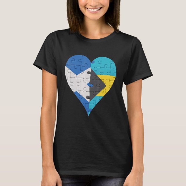 T-shirt Drapeau écossais bahaméen Coeur (Devant)