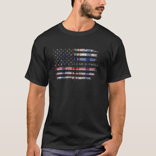 T-shirt Drapeau écossais Clan Boswell Drapeau américain ki (Devant)