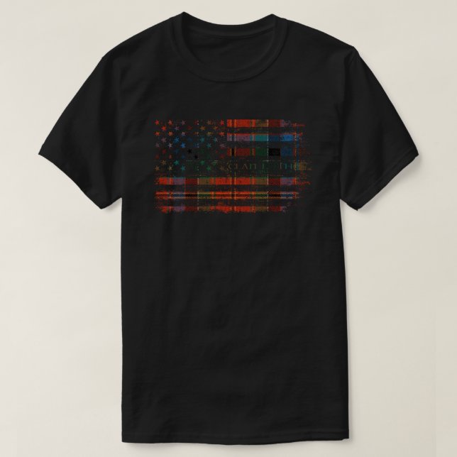 T-shirt Drapeau écossais Clan Leith Drapeau américain kilt (Design devant)