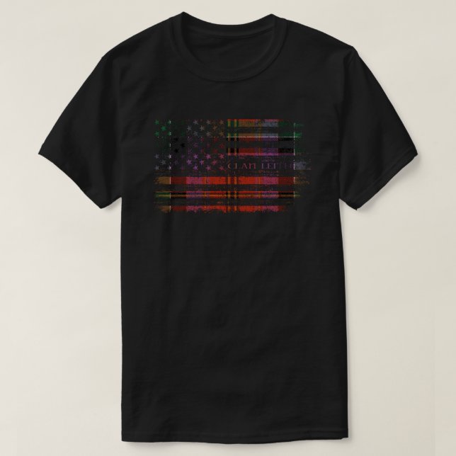 T-shirt Drapeau écossais Clan Leith Drapeau américain Kilt (Design devant)
