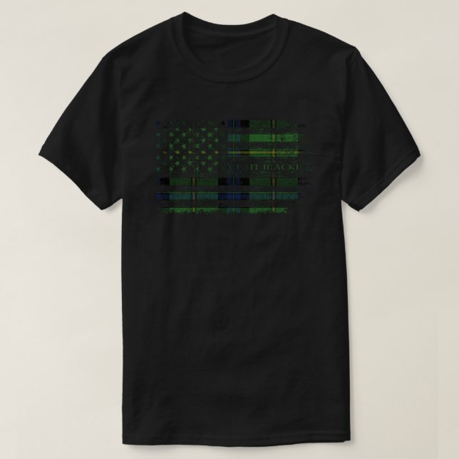 T-shirt Drapeau écossais Clan Mackie Drapeau américain kil (Design devant)