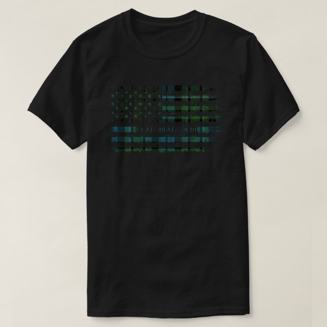T-shirt Drapeau écossais Clan Malcolm Drapeau américain ki (Design devant)