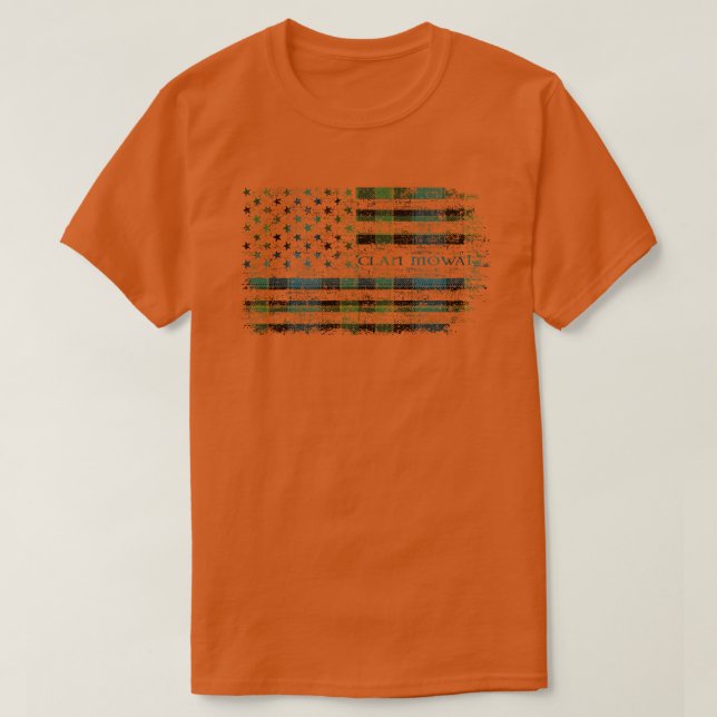 T-shirt Drapeau écossais Clan Mowat Drapeau américain kilt (Design devant)