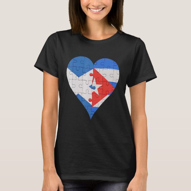 T-shirt Drapeau écossais cubain Coeur (Devant)