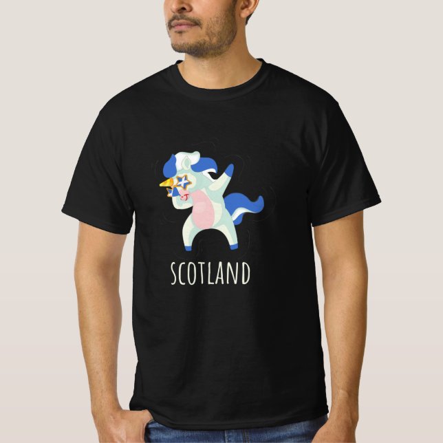 T-shirt Drapeau écossais Dabbing Unicorne (Devant)