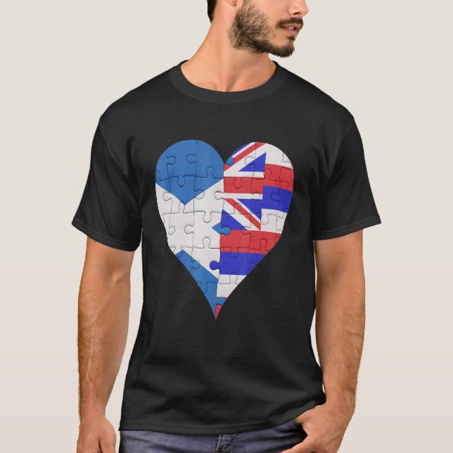 T-shirt Drapeau écossais hawaïen Coeur (Devant)