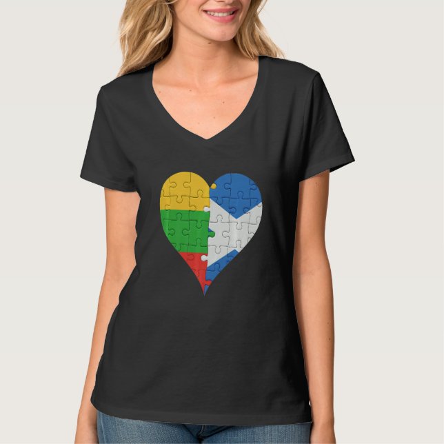 T-shirt Drapeau écossais lituanien Coeur (Devant)